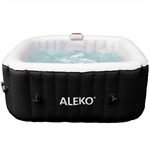 Square Inflatable Hot Tub Spa With Cover - 4 Person - 160 Gallon - Brown and White - ALEKO