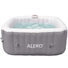 Square Inflatable Jetted Hot Tub Spa With Cover - 4 Person - 160 Gallon - Gray and White - ALEKO