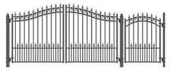 Set of ALEKOÂ® PRAGUE Style Steel Swing Dual Driveway 12 ft with Pedestrian Gate 4 ft