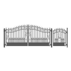 Set of ALEKOÂ® VENICE Style Steel Swing Dual Driveway 12 ft with Pedestrian Gate 4 ft