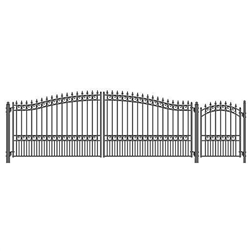 Set of ALEKO&reg; LONDON Style Steel Swing Single Driveway 5.5 m with Pedestrian Gate 1.2 m