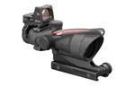 Trijicon ACOG 4x32 Scope, Dual Illuminated Red Chevron .223 Ballistic Reticle, 3.25 MOA RMR Sight, and T1A51 Mount