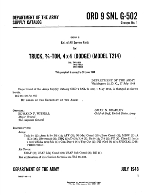 ORD 9 G502 Change 1 dated July 1948