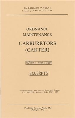 Carter Carburetor Service Manual WO-539S (GPW / MB)