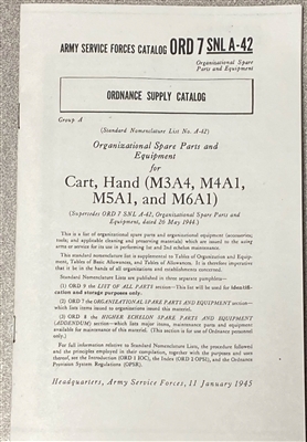 ORD 7-A-42 Cart, Hand, Spare Parts Manual