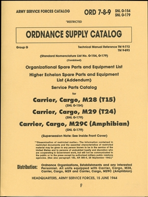 ORD 789 G154/179 Weasel Illustrated Parts Manual (Studebaker T24, M28, M29)