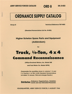 ORD 8 G503 Spare Parts & Equipment Lists GPW/MB (1944)
