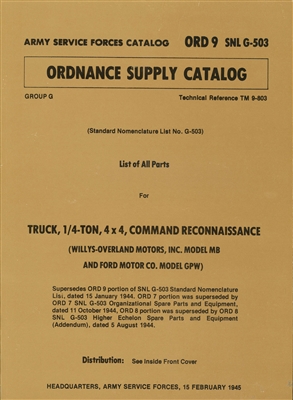 ORD 9 G503 Illustrated Parts for MB/GPW (1945 Edition)