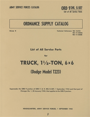 ORD 9-G507 Parts Manual Dodge 6x6 1 1/2 Ton Truck (T223)