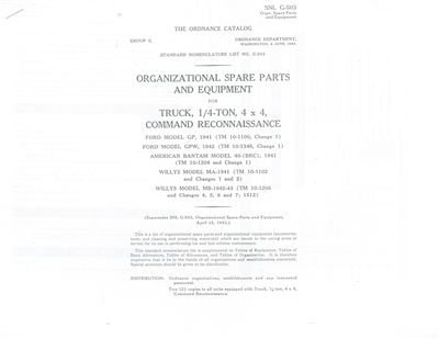 GPW / MB Organizational Spare Parts & Equipment Manual