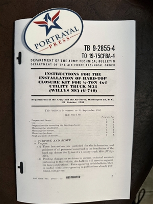 TB 9-2855-4 Installation Instructions for M38 Hard Top Kit (G740)