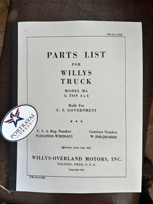 TM 10-1102 Illustrated Parts Manual (Willys MA)