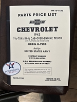 TM 10-1130 Parts Manual.  Chevrolet 1 1/2 Ton 4x4 Truck COE (G506).