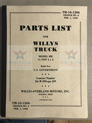 TM 10-1206, Change 6, Feb 1., 1942 Illustrated Parts Manual for Willys MB