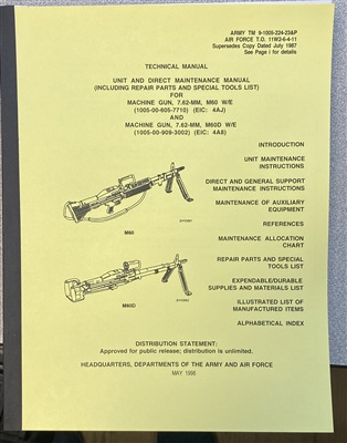 TM 9-1005-224-23&P Maintenance & Parts for M60 Machine Gun