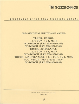 TM 9-2320-244-20 Maintenance Manual M715/M725 "Kaiser Jeep"