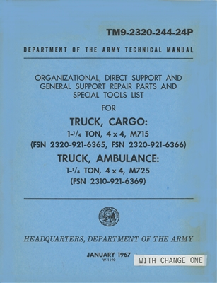 TM 9-2320-244-24P Illustrated Parts Manual for M715/M725/M726 Kaiser Jeep