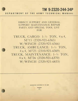 TM 9-2320-244-34P Rebuild Parts Manual for M715/M725/M726 Kaiser Jeep