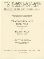 TM 9-2520-224-35P Illustrated Parts Manual for M274 Mule Transmission & Axle Assemblies