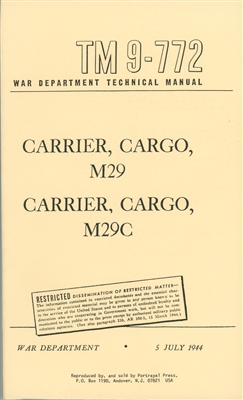 TM 9-772 Studebaker Weasel Operator Manual (M28, M29, G179) 1944 Edition