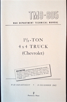 TM 9-805 Operator and Repair Manual for Chevrolet 1 1/2 Ton 4x4 Truck (G506)