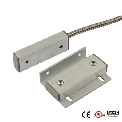 Quick Switch QS-912MA-P Surface Mount Metal Magnetic Door Contact w/ Protected Cable (Closed Loop)