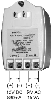 Unique Dual Voltage Wall Transformer delivers 12 VDC 830 MA & 9 VAC 1.7 VAThis can power Honeywell Panel and Take Over or Pan & Tilt and CCTV Cameras One power supply does it all. Input 120VAC/60Hz. 50W. UL/CSA Use either output independently