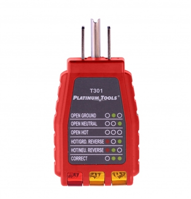 T301C, t302C,Platinum Tools, GFCI, Socket Tester, Troubleshoot, 110-125VAC, electric, sockets, faults, cable tools, satellite tools, tech tools, tec, ripley, cable technician, custom tool supply, magnepull, tecra, suunto, cctv, phone, cable installation,