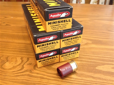 12 Gauge 1 3/4" Minishells  Aguila 7.5 shot 5/8 oz