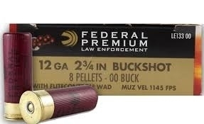 12ga 2 3/4" Federal 00 Buckshot 8 pellet 50rnd