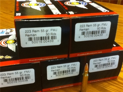 223 Rem 55gr REMAN Freedom Munitions FMJ - 250 rounds