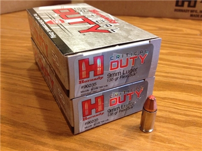 9mm Hornady Critical Duty 135gr FTX - 100 rounds