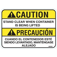 DECAL CAUTION STAND CLEAR WHEN CONTAINER IS BEING LIFTED