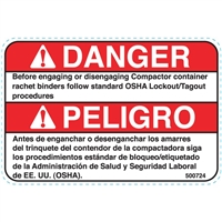 DECAL DANGER TAG OUT BEFORE DISENGAGING BINDERS