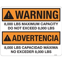 DECAL WARNING 8000 LBS MAXIMUM CAPACITY