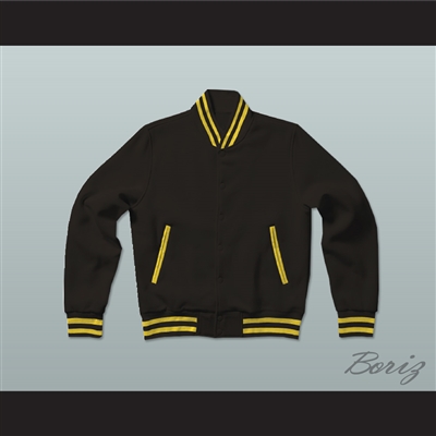 Black and Yellow Varsity Letterman Jacket-Style Sweatshirt