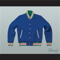 Blue, Red, Green and White Varsity Letterman Jacket-Style Sweatshirt