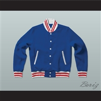 Blue, Red, and White Varsity Letterman Jacket-Style Sweatshirt