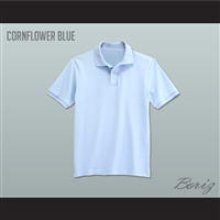 Men's Solid Color Cornflower Blue Polo Shirt