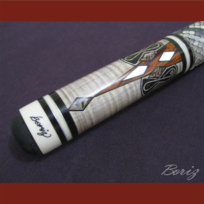 Boriz Billiards Snake Skin Grip Pool Cue Stick Original Inlay Artwork