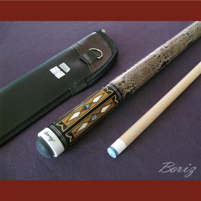 Boriz Billiards Laminated Snake Skin Grip Pool Cue Stick Original Inlay Artwork