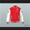 Derek Sutton 9 Hamilton Mustangs Red Wool and White Lab Leather Varsity Letterman Jacket