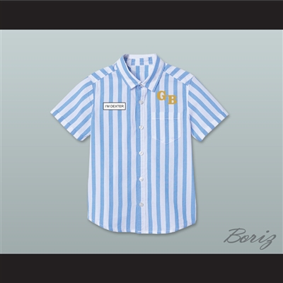 Dexter Good Burger Light Blue/ White Striped Polo Shirt 1