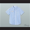 Dexter Good Burger Light Blue/ White Striped Polo Shirt 4