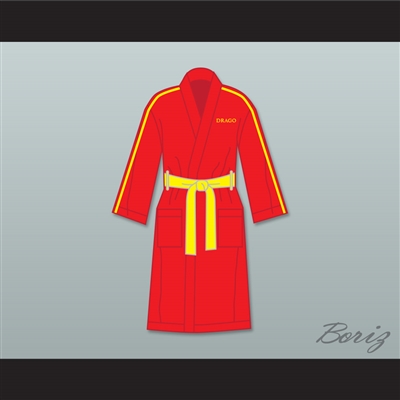 Ivan Drago Russia Red Satin Full Boxing Robe