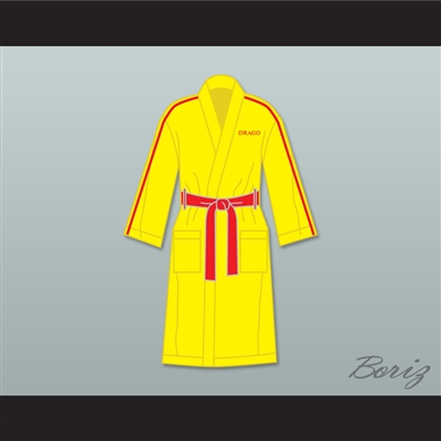 Ivan Drago Russia Yellow Satin Full Boxing Robe