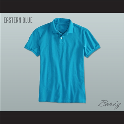 Men's Solid Color Eastern Blue Polo Shirt