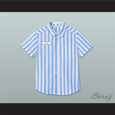 Ed Good Burger Light Blue/ White Striped Polo Shirt 4