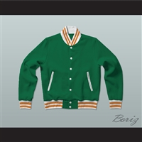 Green, White and Orange Varsity Letterman Jacket-Style Sweatshirt