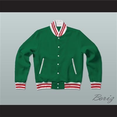 Green, White and Red Varsity Letterman Jacket-Style Sweatshirt